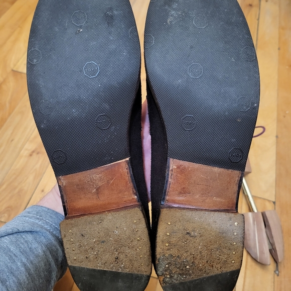 J.M. Weston loafers suede size 5.5 B Maron/dark brown color. - Picture 5 of 10